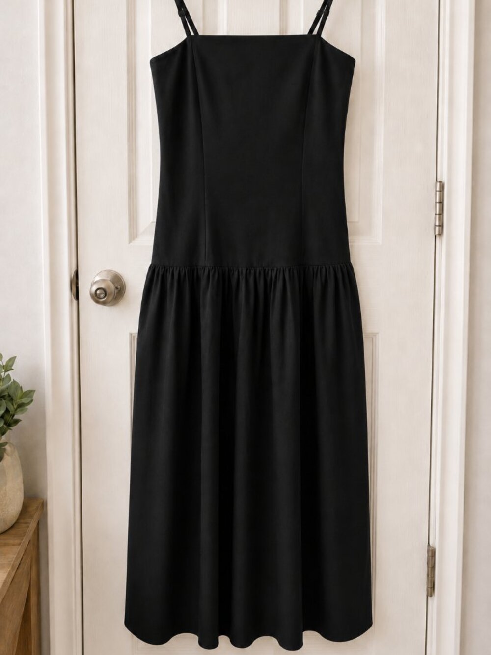 COS Black Midi Dress with Spaghetti Straps